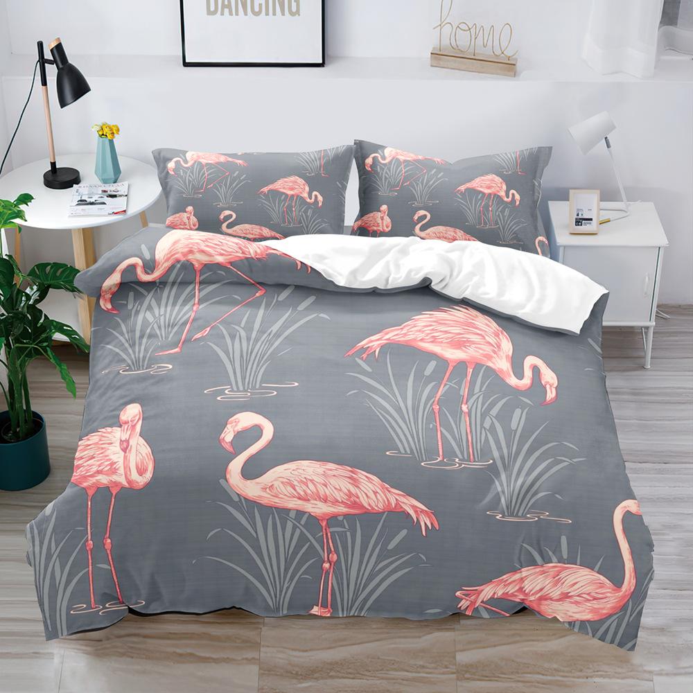 Bird Game Digital Printing Quilt Cover Three-Piece Set