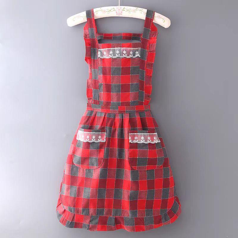 Korean Version Cotton and Linen Apron for Women Cute Kitchen Home Cooking Breathable Apron Fashionable Work Clothes Chef Apron