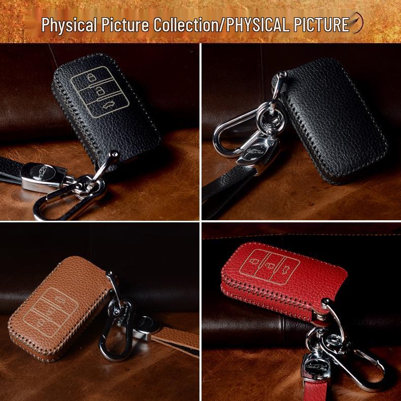 Compatible Cowhide Smart Key Fob Cover for Aoweixiongbing One-Key Start