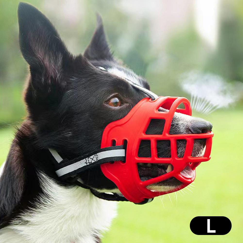 Anti-Biting Dog Mouth Cover With Reflective Strip Adjustable Dog Muzzle Anti-barking Mask Soft Rubber Can Drink Water Dog Accessories
