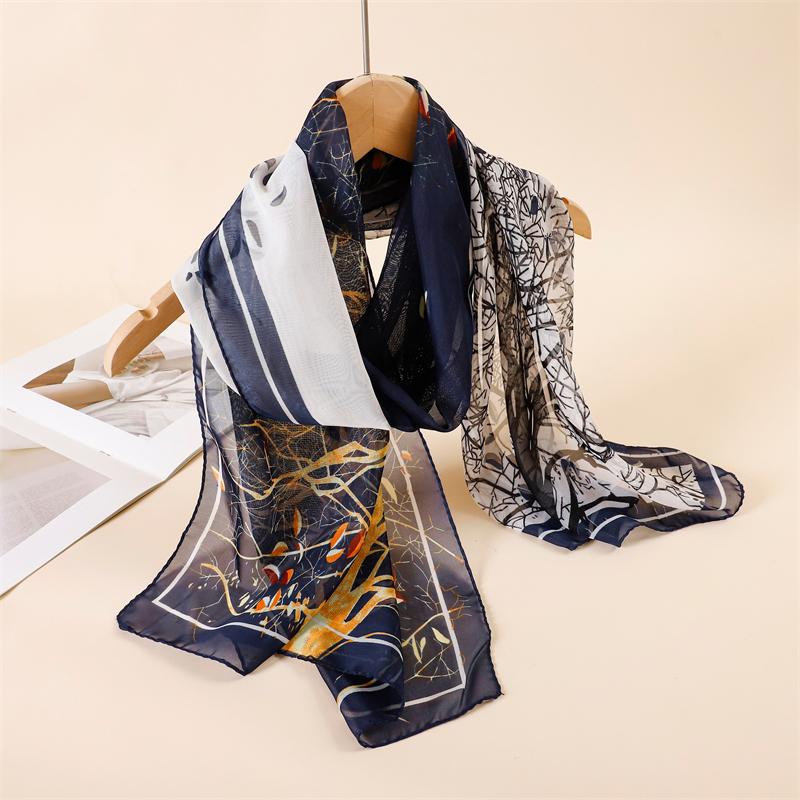 Fashion Floral Chiffon Hijab Cachecol Female Lady Bandanas Beach Towels Summer Muslim Veil Women's Foulard