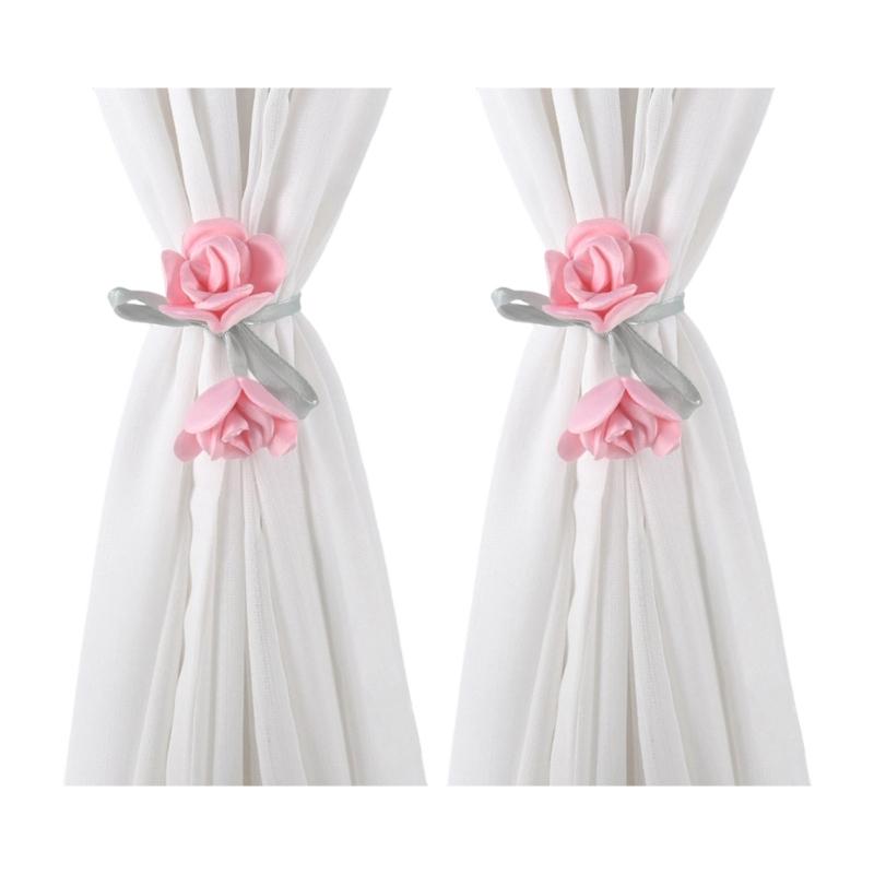 Flower Shape Curtain Holdbacks Polyester Fabric Multiple Color Option Simple Setup Window Decoration