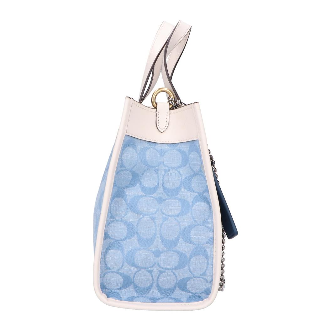 Coach C4692 Field Tote 22 Signature Chambray 2-Way Shoulder Handbag Light Blue / whiteUsed