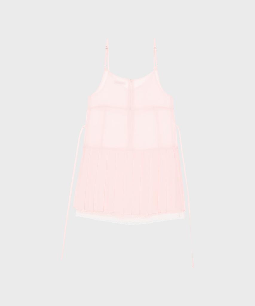 Alkialka Pleated Chiffon Mini Dress (Light Pink)