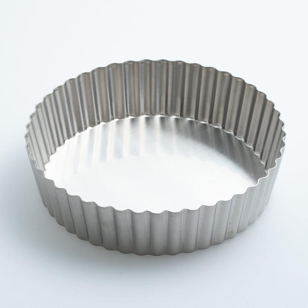 Suncraft Quicheform med löstagbar botten, 18 cm, Tillverkad i Japan, Rostfritt stål, för pajer och konfektyr, PP-695, Silver