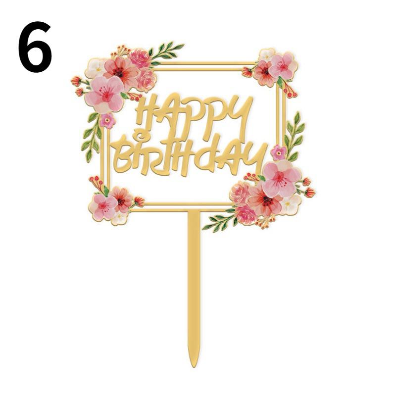 Top Birthday Wedding Cake Dessert Decoration Gold and Silver Party Cake Inserts Acrylic Flower Cake Decoration Cake Topper