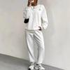 Women's Round Neck Long Sleeve Loose Cable Knit Two Piece Casual Tracksuit Elastic Waist Jogger Pants Matching Outfit