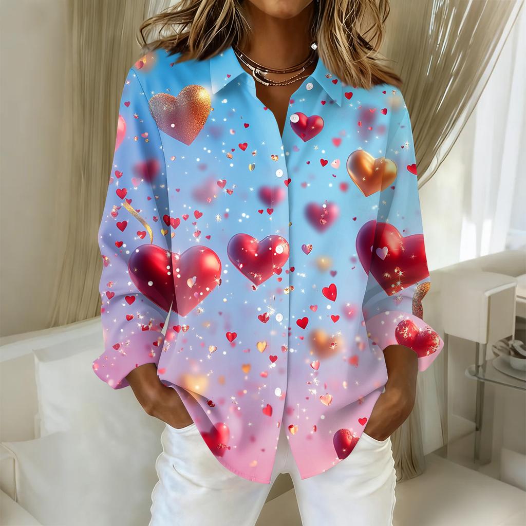 Women's Buttoned Long Sleeved Casual Regular Shirt With Collar Top