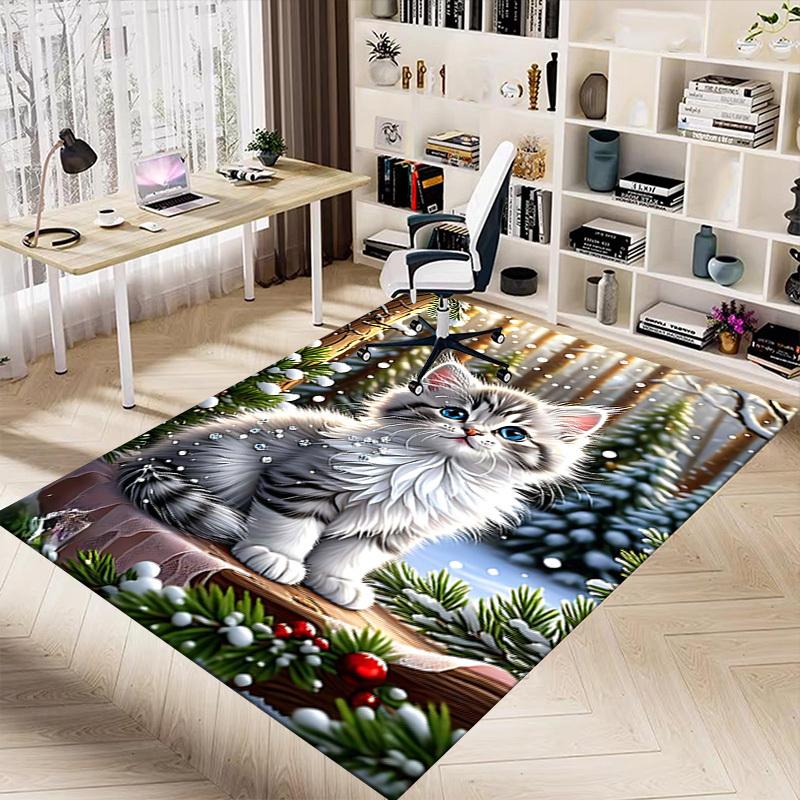 1PC cat snowflake Carpet Ultra Soft, Thick & Absorbent, Non Slip Machine Washable Mat for Entryway