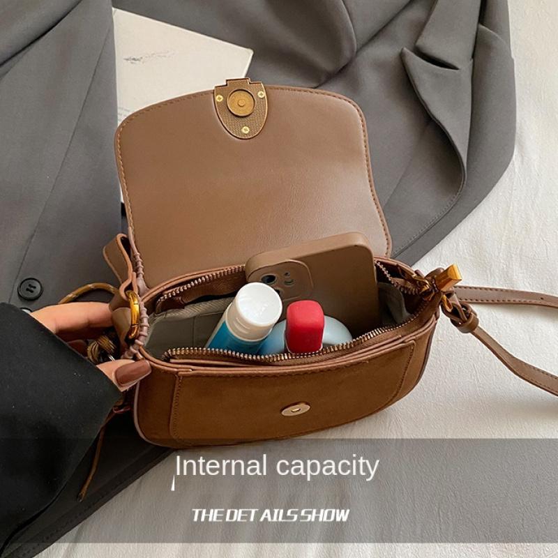 Retro Woman Small Leather Saddle Armpit Bags For Women Winter Shoulder Crossbody Bag Ladies Vintage  Handbags