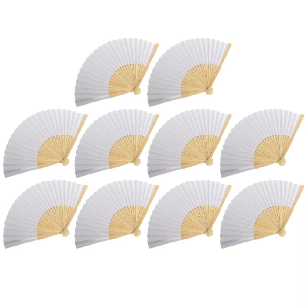 1-50PCS Bamboo Folding Fan Solid Color DIY Drawing Painting Fan Handheld Folded Fan for Home Dancing Party Wedding Decoration