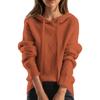 Women's Fashion Casual Solid Color Long-sleeved Drawstring Hooded Sweater Top
