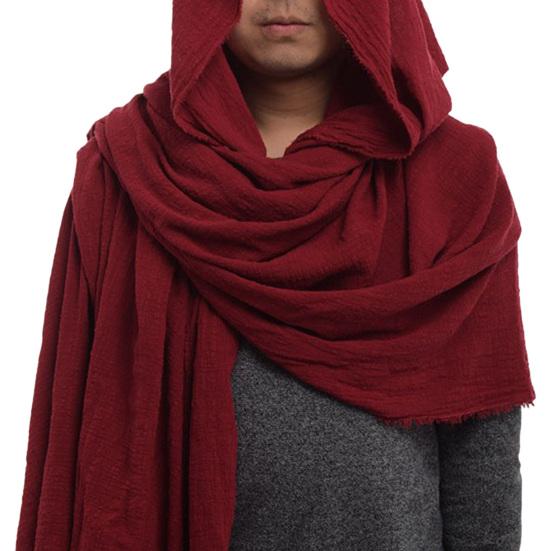 Men Scarf Vintage Soft Fabric Comfortable Breathable Solid Color Keep Warm Spring Male Hood Cloak Medieval Costume for Banquet