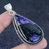 Russian Charoite Gemstone 925 Sterling Silver Jewelry Pendant 2.48"