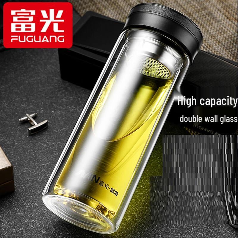 Fuguang Double-Walled Glass Portable Tea & Water Bottle