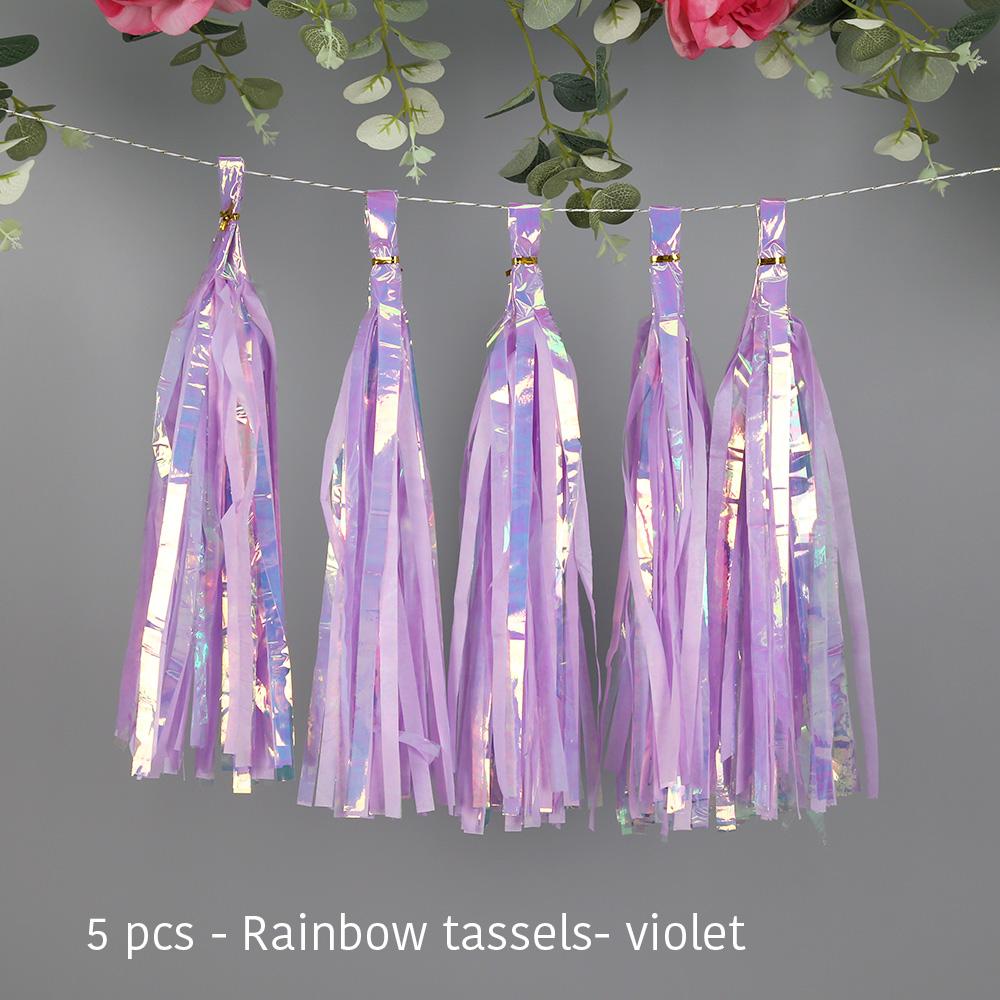Party Unicorn Garland Rainbow Iridescent Tassel Garlands Paper Flower Wedding Decoration Birthday Baby Shower Party Decorations