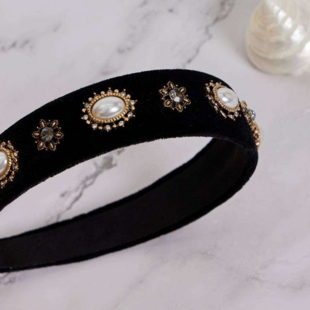 Maia Velvet Antique Pearl Hairband Maiahb153