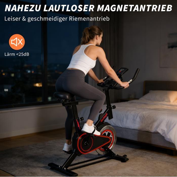 Vélo d'intérieur - NETTLIFE - Modèle standard - Résistance magnétique silencieuse - Selle et guidon réglables - Écran LCD