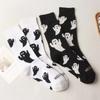 Funny Cosplay Middle Tube Socks Ghost Print Snow Boot Socks Trendy Couple Socks  Winter