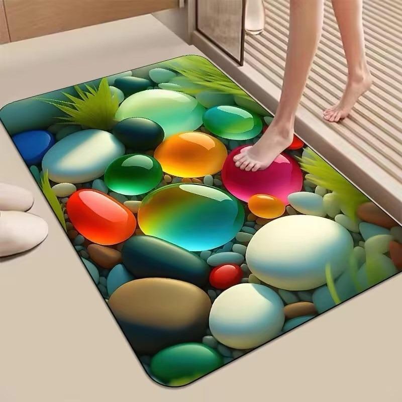 Three-dimensional Visual Pebbles Floor Mat At The Bathroom Door Diatom Mud Bathroom Water Absorption Pad Anti-slip Quick-drying Foot Mat