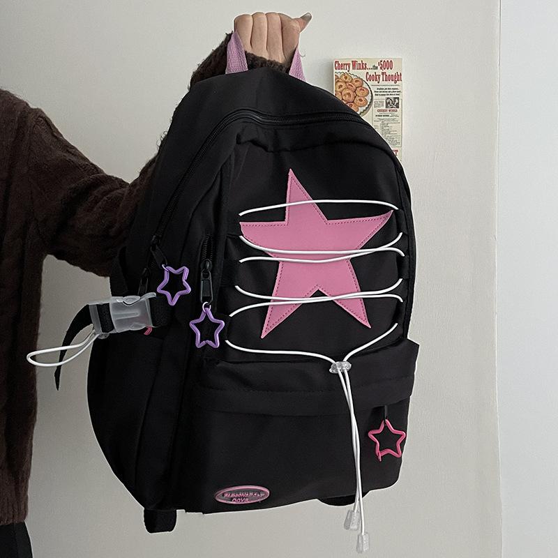 Schoolbag new pink star strap casual class student backpack fashion large capacity campus leisure backpack