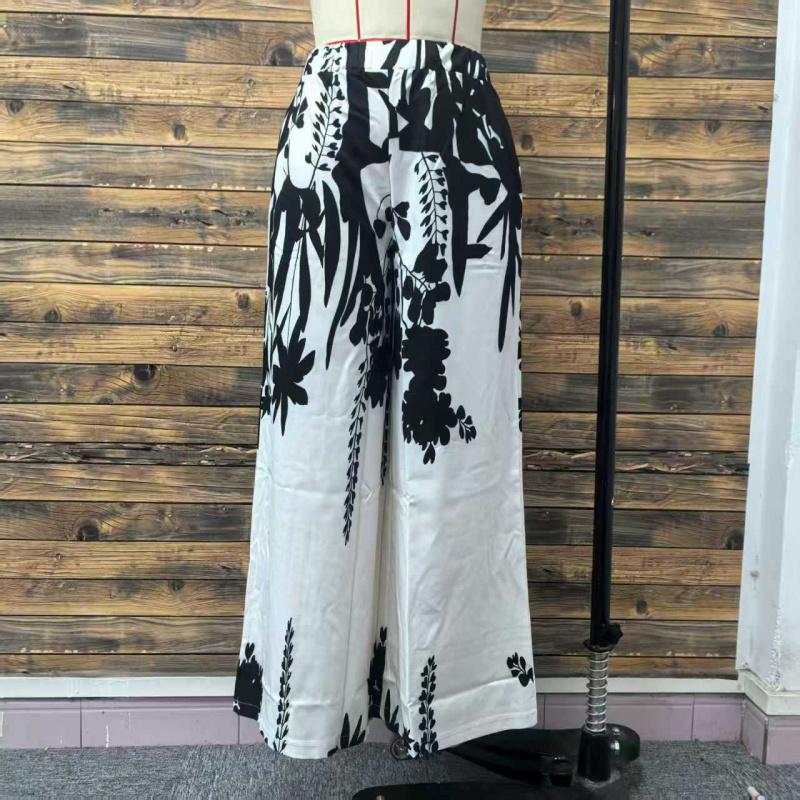 2026 Spring/Summer Women's Fashion Black and White Printed Slimming Casual Wide-Leg Pants