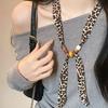 Print Pattern Beaded Scarf Leopard Print Sweater Chain Elegant Scarf Necklace  Women