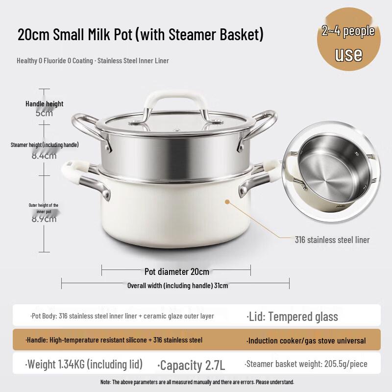 PLODON Stainless Steel Baby Food Pot with Steamer