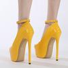 Runway Sexy 16CM Stiletto Women Pumps Yellow Snake Print Leather Ankle Strap Sandal Platform High Heels Banquet Party Shoe