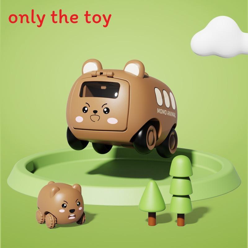 Cute Cartoon Tiger Bear Rabbit Design Inertia Catapult Bus Toys Children