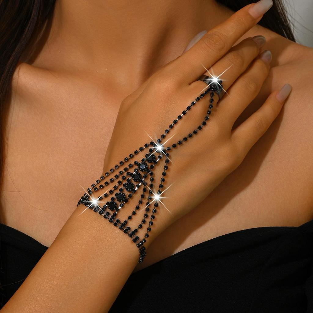 Trendige Strass-Fingerlose Handkette mit europäischem und amerikanischem Flair