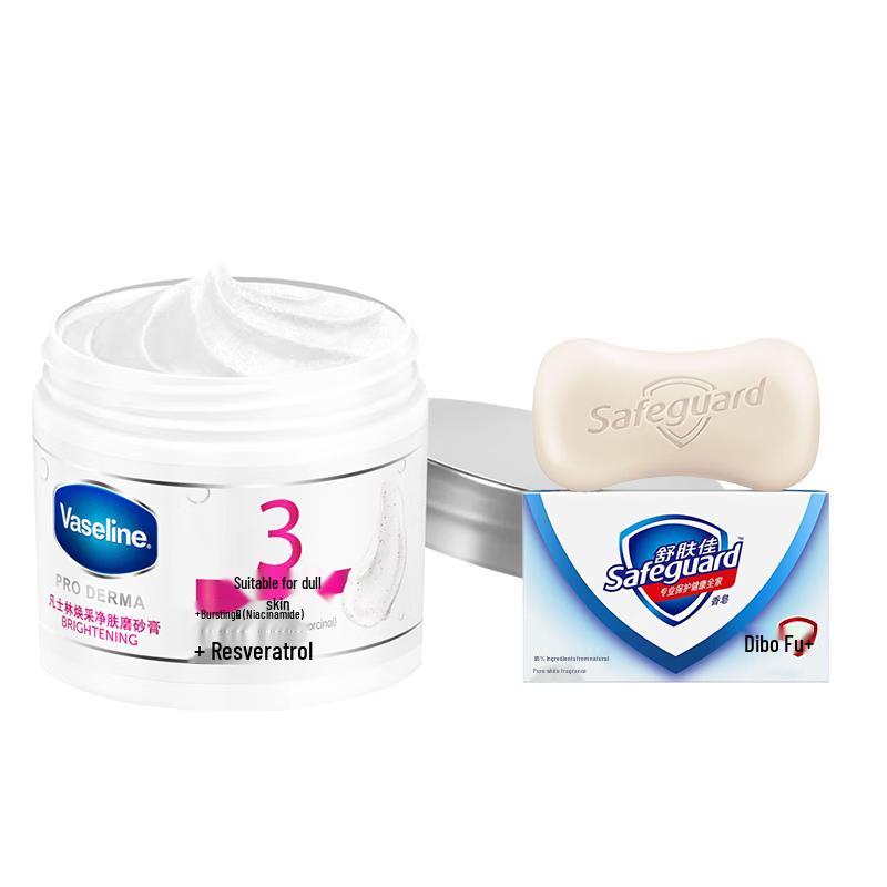 Safeguard Pure White Soap & Vaseline Body Scrub Duo