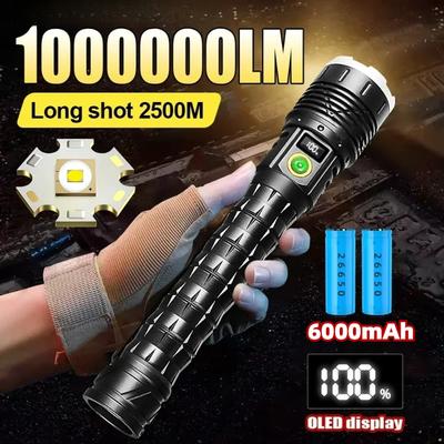 High Power LED Flashlight USB Rechargeable Outdoor Hand Lamp Lantern Long Range Spotlight LED Torch For Camping Climbing