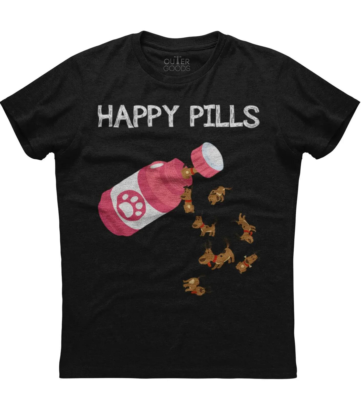 

Happy Pills Unique Dog Lover Gift TShirt 100 Cotton ONeck Short Sleeve Summer Casual Mens Tshirt Streetwear S