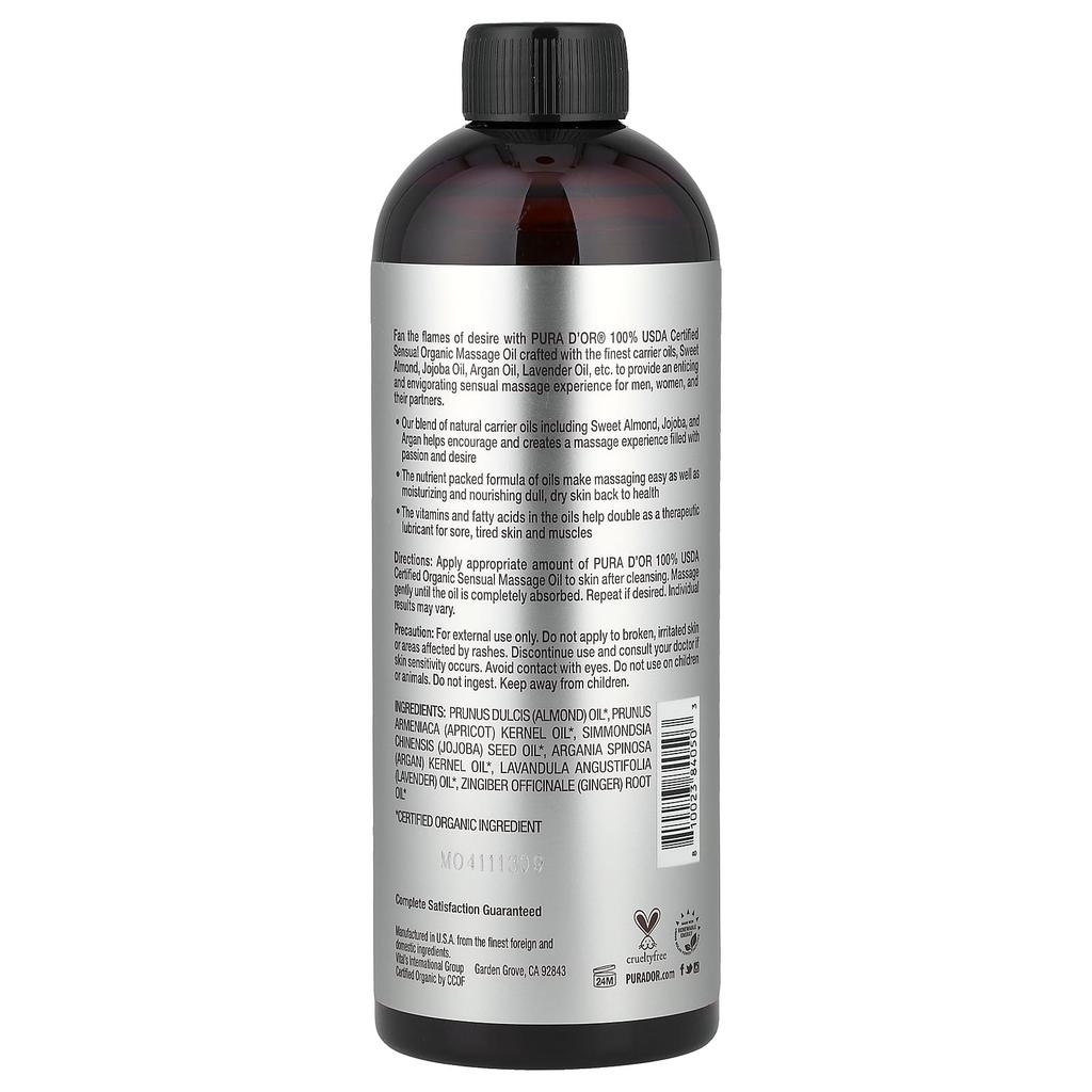 Pura D'Or, Professional, Organic Massage Oil, 473 Ml (16 Fl Oz)
