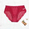 Fashionable Slip Material Mid Waist Women's Underwear Splicing Sexy Lace All Cotton Crotch Comfortable Soft Women's Triangle Pants