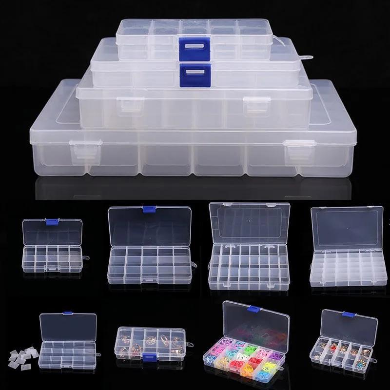 10/15/24/36 Compartments Transparent Plastic Storage Box Compartment Jewelry Adjustable Organizer Storage Boxes&Bins Adjustable