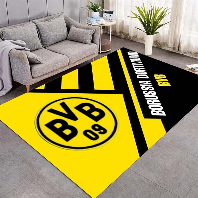 Borussia Dortmund BVB 09 Classic Stripe Logo Area Rug, Non Slip Floor Mat for Home, Ideal Present for Football Supporters