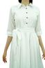 Bimba Women's 3 4 Sleeve Linen Collar Neck Solid Flared Shirt Dress with Side