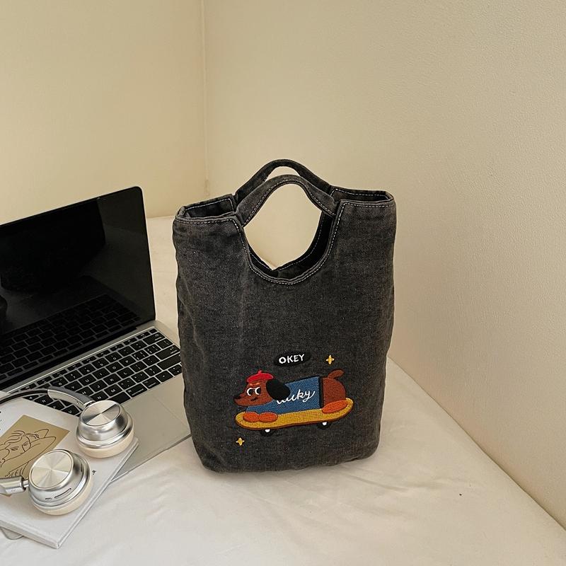 Dog Pattern Denim Bag Handbag Women's Large Capacity Shoulder Bag