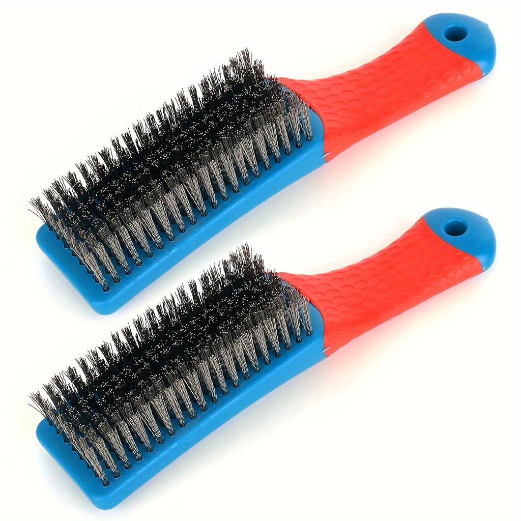 Wire Brush Duty Stainless Bristles With Plastic Handle Grip For Rust, Wielding Slag, Dirt & Paint Scrubbing With Deep Cleaning