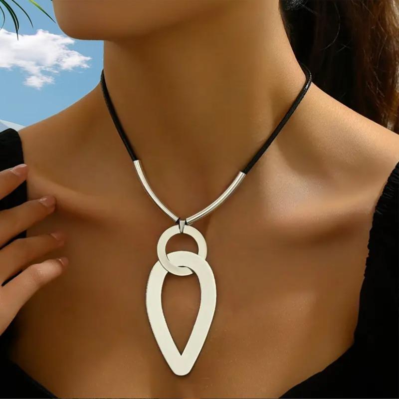 

Hot-selling simple personality niche design cold wind geometric alloy accessories women s long necklace срібло сірий колір
