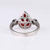 Garnet Floral Cluster Ring, 925 Sterling Silver, White Topaz Accents, January Birthstone