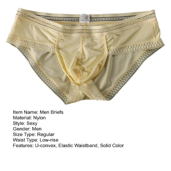 Men Briefs Solid Color Low-rise Ice Silk Briefs U-Convex Large Space Not Tight Underwear Ultra-thin Panties