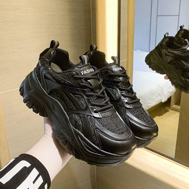 

Обувь для папы, женская популярная ретро-обувь, детская, весна 2024, новые белые туфли на платформе, универсальная повседневная спортивная обувь для женщин 40 чёрный