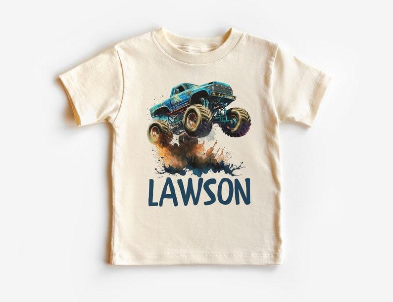 Boys Monster Truck Shirt, Custom Personalized Kids Name, Back To School, Boy Birthday Party Gift, Cute Toddler Shirt, Dirt Offroad