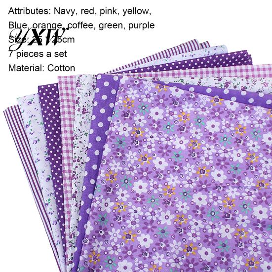 Cotton Fabric 7Pcs Sewing Stylish Soft Plain Cloth Floral Small Piece of DIY Accessory for Handmade Bags Handkerchief Arts Crafts