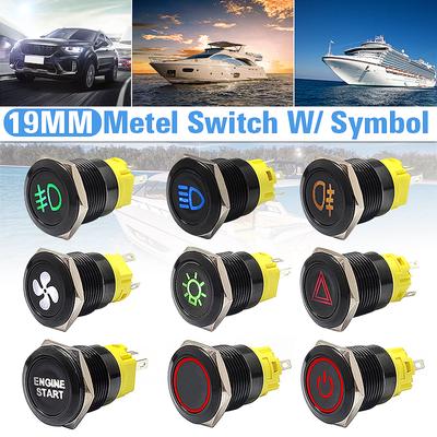 Blue LED Metal Switch Push Button On Off Momentary 12V 12mm Car Boat Panel