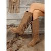 Plus Size Women's New Arrival Suede Knee-High Fringe Boots Pointed Toe Low Heel Versatile Long Boots Rider Boots