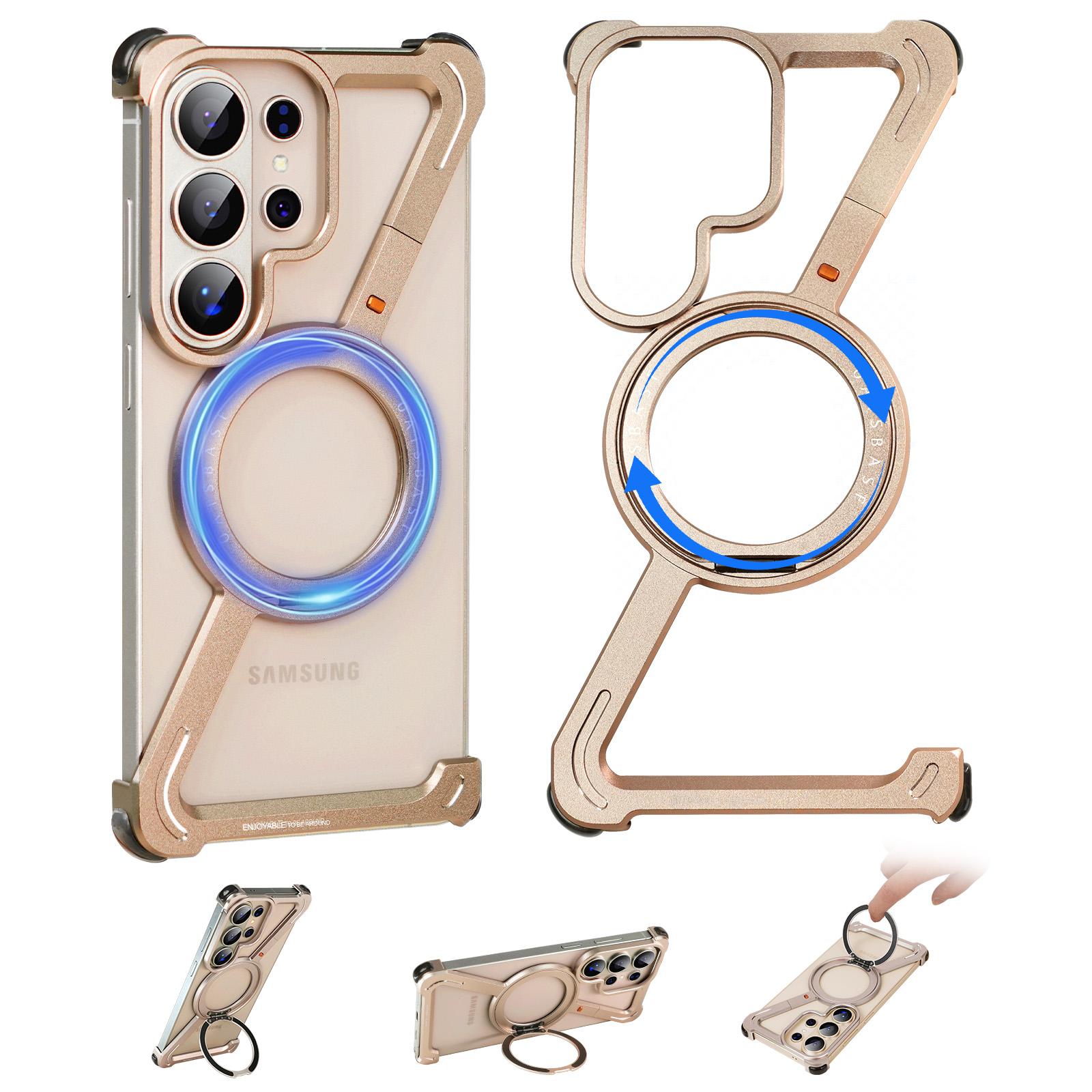 

Eary for Samsung Galaxy S26 Ultra Bumper Case Metal With Stand Magnetic 360°Rotation Shockproof Protective Frameless Phone Cover золотистий